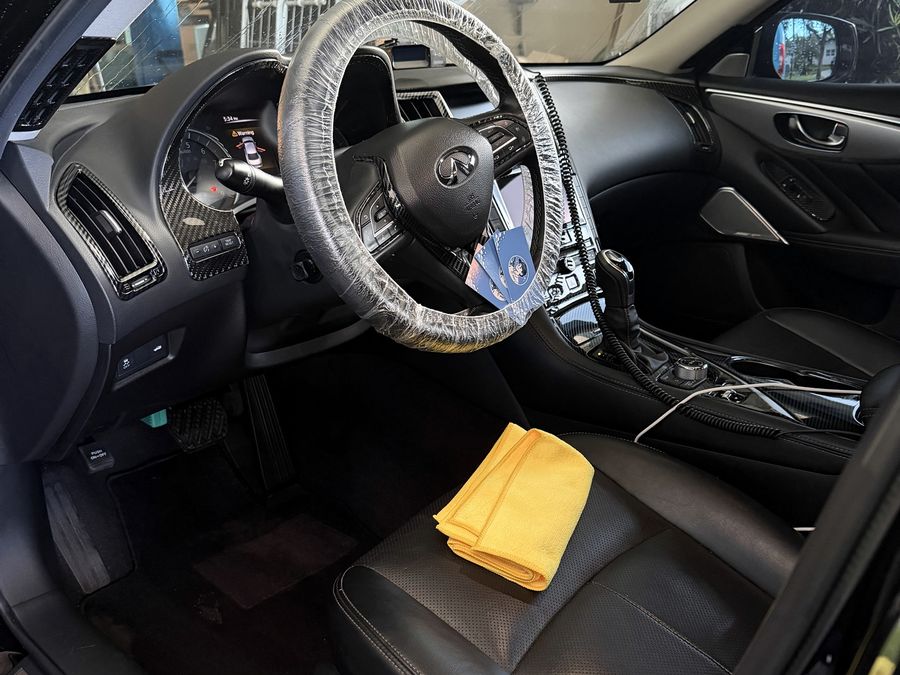 Infiniti Q50 interior after a deep interior detail