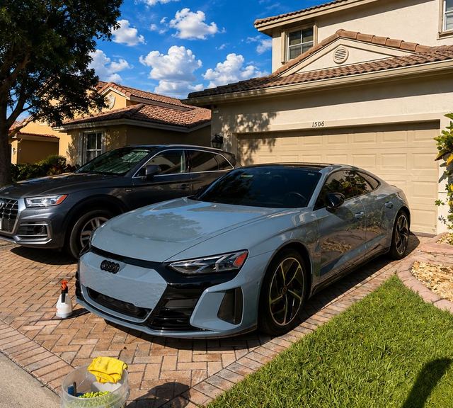 Two Audis freshly detailed in a Pembroke Pines driveway