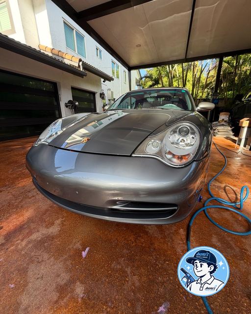 Porsche 911 hood polished to a mirror finish